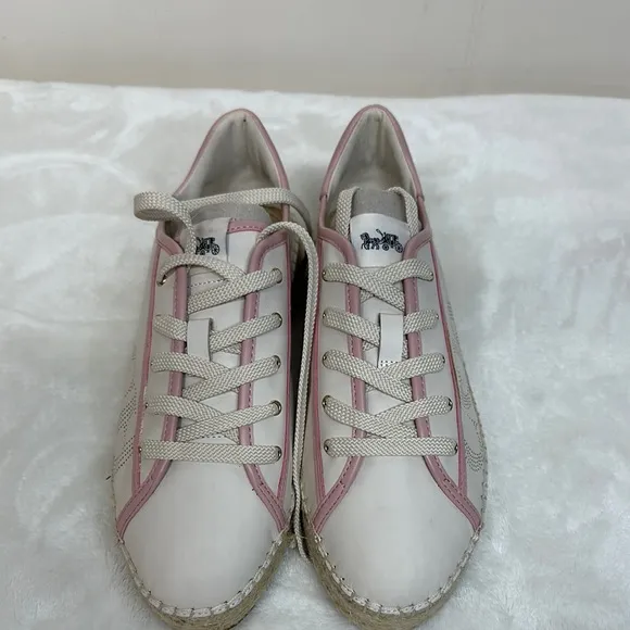 Coach Pink and White Leather Sneakers Never Wore (see photos) - Image 2