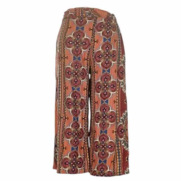 Blue Rain Boho Medallion Wide Leg Cropped Pants Flowy Festival Vibe Size Medium - Image 3