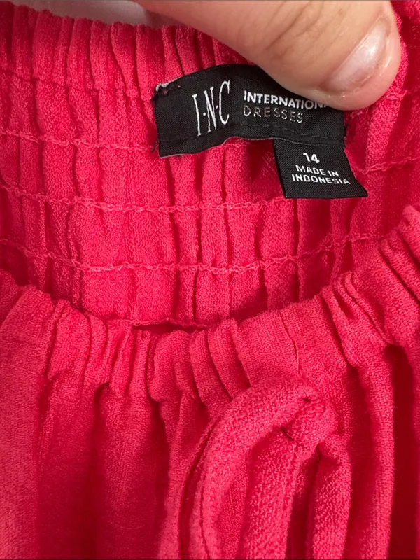 INC International Concepts Pink Smocked Tiered Midi Maxi Dress Size 14 Flounce - Image 5