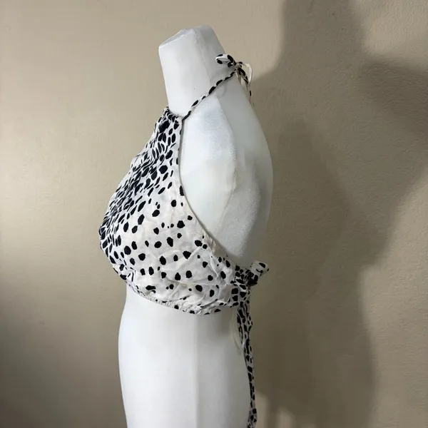 Bershka Black White Spot Satin Backless Halter Top Exposed Back Sz M Party Beach - Image 4