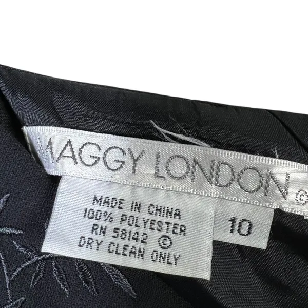Maggy London Black Beaded Floral V-Neck Sheath Dress Y2K Vintage Whimsigoth 10 - Image 8