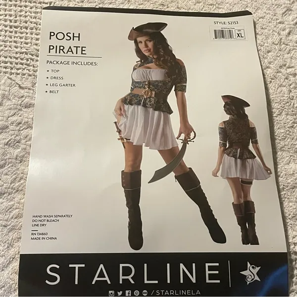 NEW Starline Posh Pirate Costume Size XL - Image 3