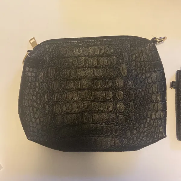 Crocodile embossed Bag set Black - Image 11
