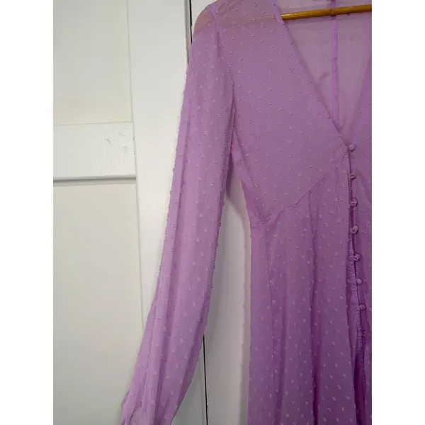 Express x Rocky Barnes Lilac Swiss Dot Sheer Kimono Dress XS - Image 10