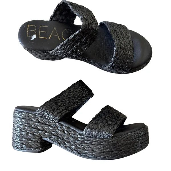 Matisse Beach Braided Raffia Platform Sandals Womens 10 Beachy Summer Chunky - Image 2