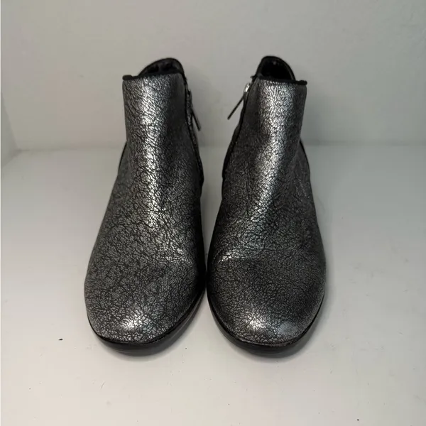 Sam Edelman Petty Ankle Boots Chelsea Bootie Zip Metallic Silver Leather 8.5 - Image 4