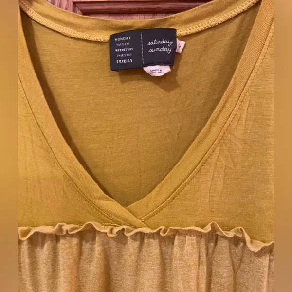 Saturday Sunday by Anthropologie Yellow Tiered Ruffle Maxi‎ Dress Size Small - Image 6