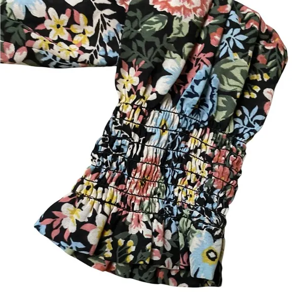 LOFT Floral V-Neck Flutter Shoulder Long Sleeve Blouse - Image 5
