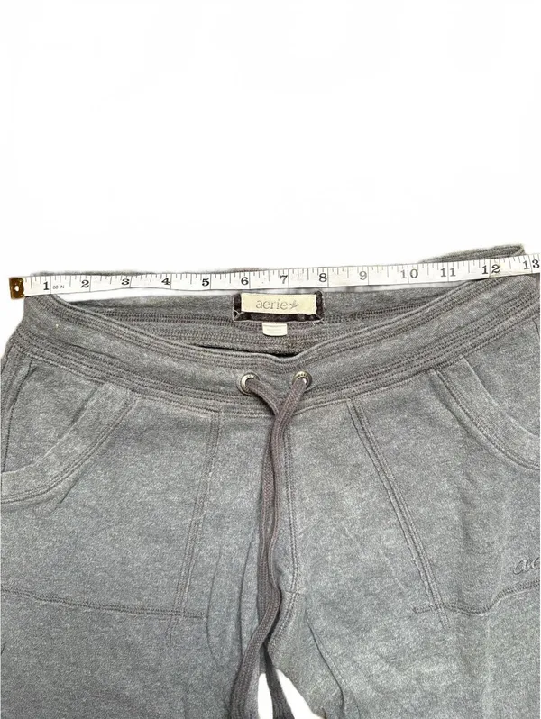 Vintage Y2K Aerie Low Rise Gray Wide Leg Sweatpants Drawstring Lounge Pants - Image 5