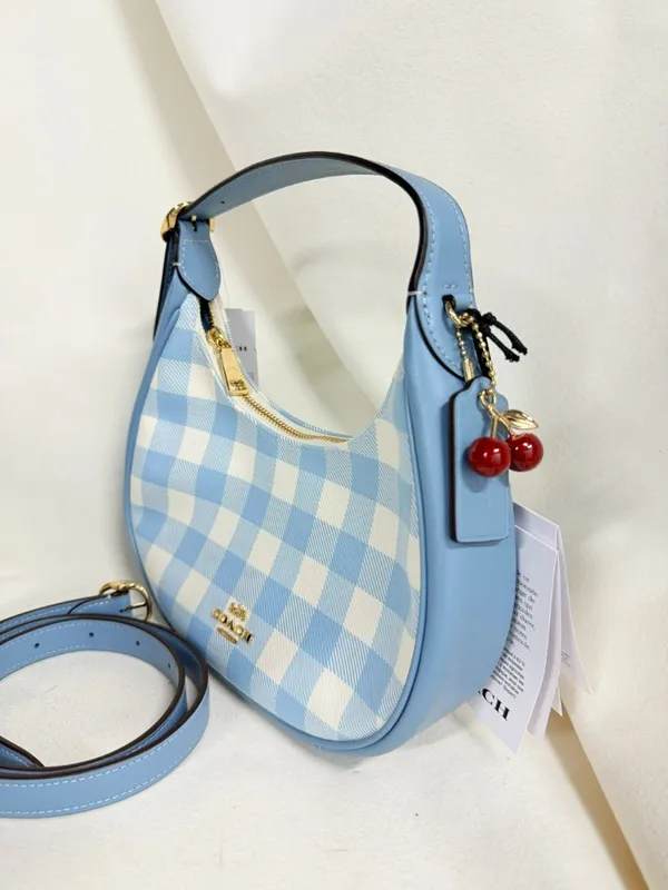 coach Emily Shoulder Bag With Gingham Print And Charm cen07 - Image 3