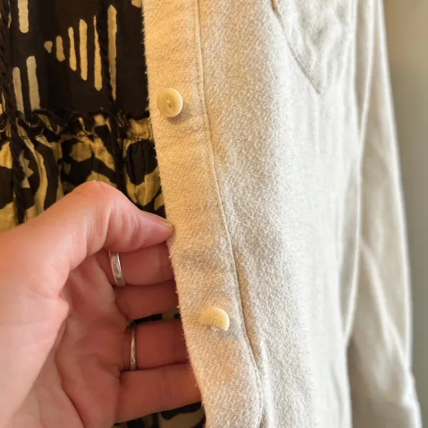 Madewell Cream Cotton Button Side Oversized Shirt Size Medium - Image 5