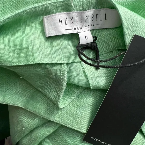 Hunter Bell Chase Culotte Wide Leg Pants in Mint Green Linen Size US 0‎ - Image 11