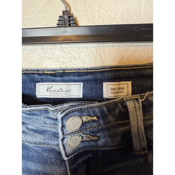 KanCan Womens Mid-Rise Ankle Skinny Jeans Denim Double Button Size 28 - Image 3