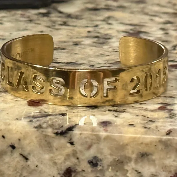 Rustic Cuff Gold-Tone Class of 2016 Cut-Out Cuff Bracelet Grad Gift Preowned - Image 10