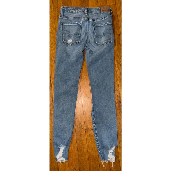 American Eagle Distressed Super Stretch Skinny Jeans Women’s Size 2 Raw Hem - Image 4