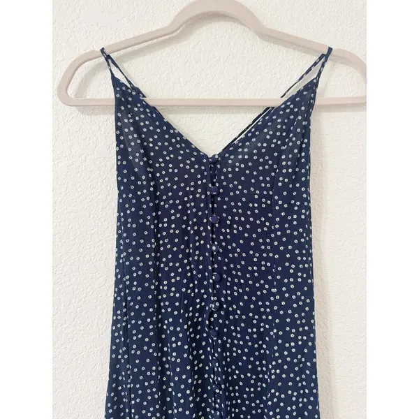 Abercrombie & Fitch Navy Floral Button Front Midi Slip Dress XS - Image 2