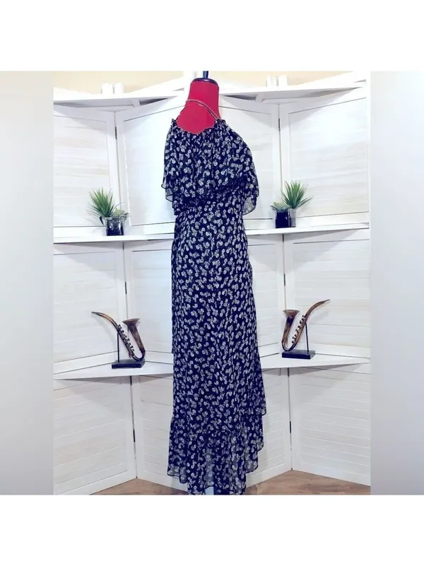 Misa Los Angeles Floral Dress chiffon boho Ruffle off-shoulder fairy festival XS - Image 5