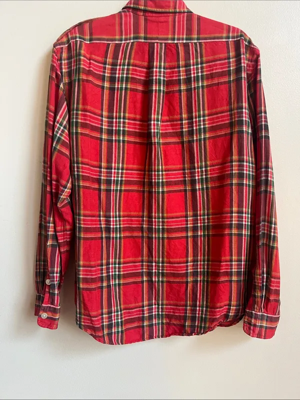 Polo by Ralph Lauren linen silk blend red Plaid Button-Down Shirt - Image 3