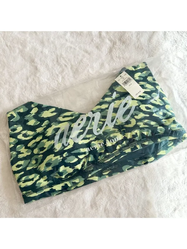 NWT Aerie Offline Goals Sports Bra Deep Forest Green Animal Print - M - Image 2