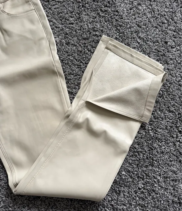 Zara Cream Boot Cut Faux Leather Pants - Image 3