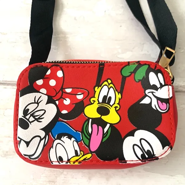 Disney Mickey Mouse Crossbody Bag Purse Red Zipper Close Adj Strap 6x4in NEW - Image 2