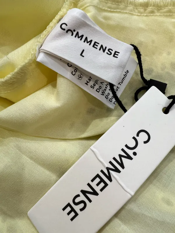 Commense Cotton Yellow Eyelet Midi Dress Scalloped V-Neck Sleeveless NWT Large - Image 6