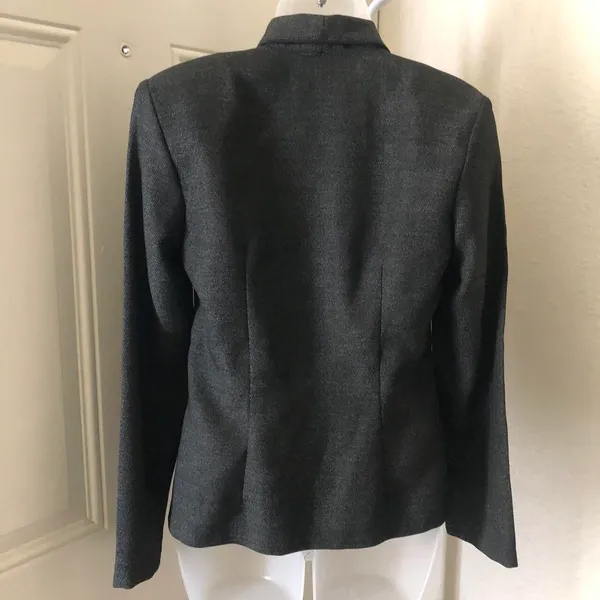2000s Grey-Black fitted slim fit long sleeve blazer with functional pockets button closure - Image 3