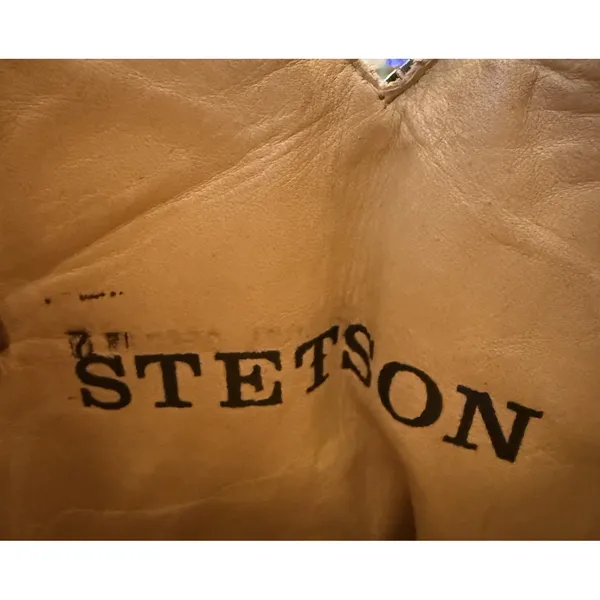 Stetson Tan Brown Suede Leather Boots 7 Western Classic Snip Toe Handmade Mexico - Image 13