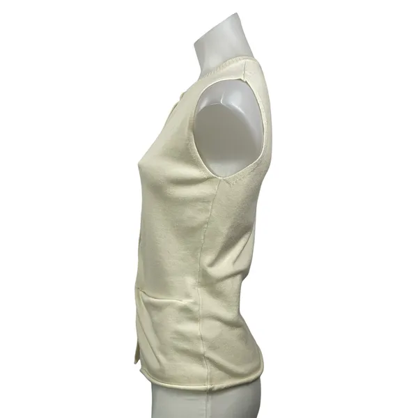 Lioness Women's Cream Sleeveless Knit Pocket Button Down Cardigan Sweater Top M - Image 2
