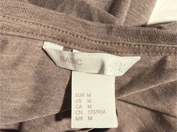 HM Basic Womens V-Neck T-Shirt Heather Taupe Brown Short Sleeve Tee Size M - Image 3
