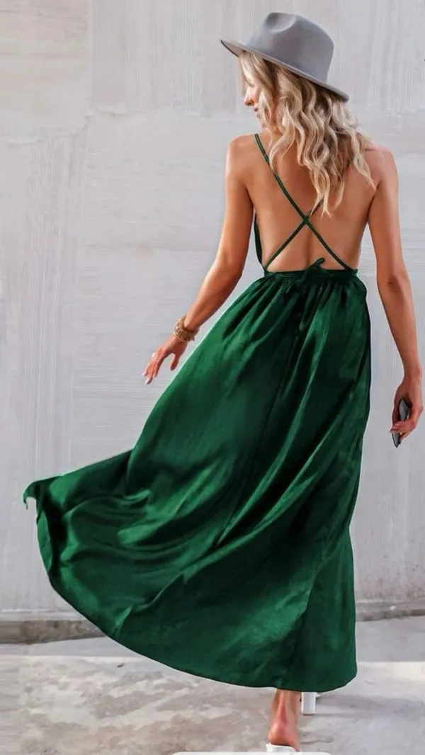 Green Maxi Dress Size M - Image 2