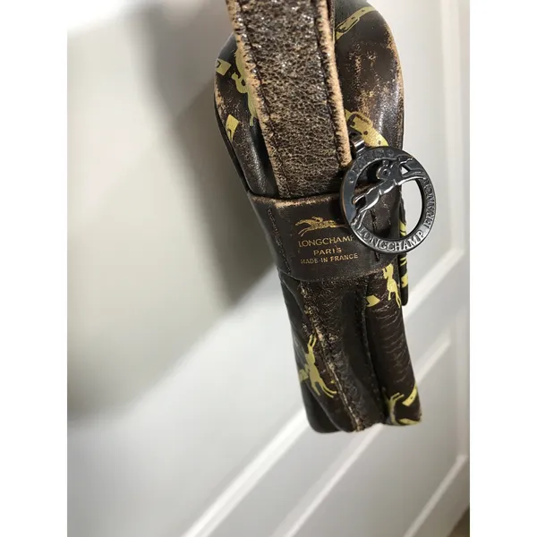 Longchamp Vintage Equestrian Brown Leather Crossbody Shoulder Bag - Image 10