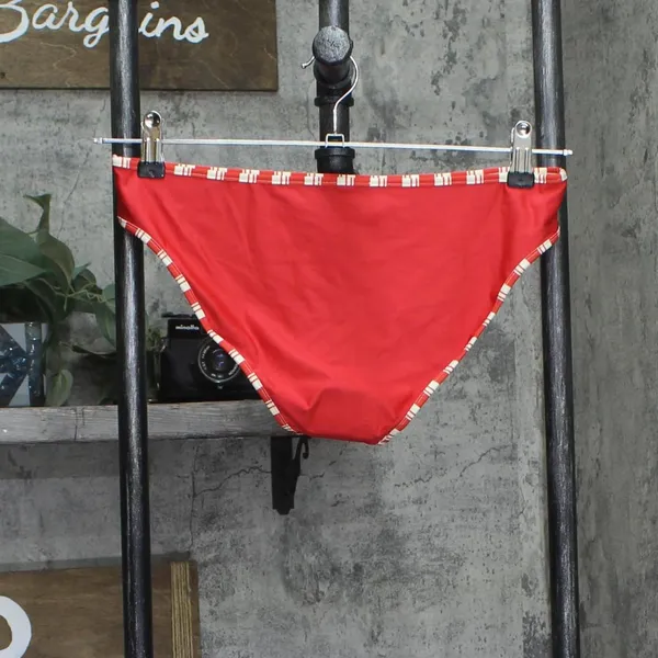 Aqua Hem Pull On Elastic Waistband Swim Bikini Bottoms Red See Measurements - Image 2