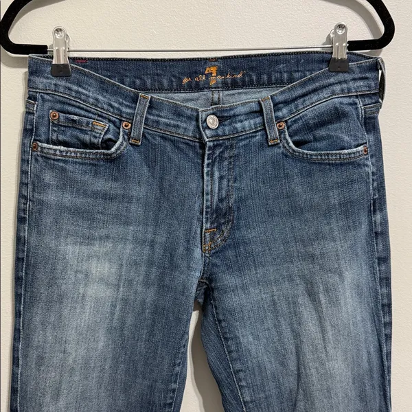 7 For All Mankind Low Rise Medium Wash Bootcut Jean Size 31 - Image 2