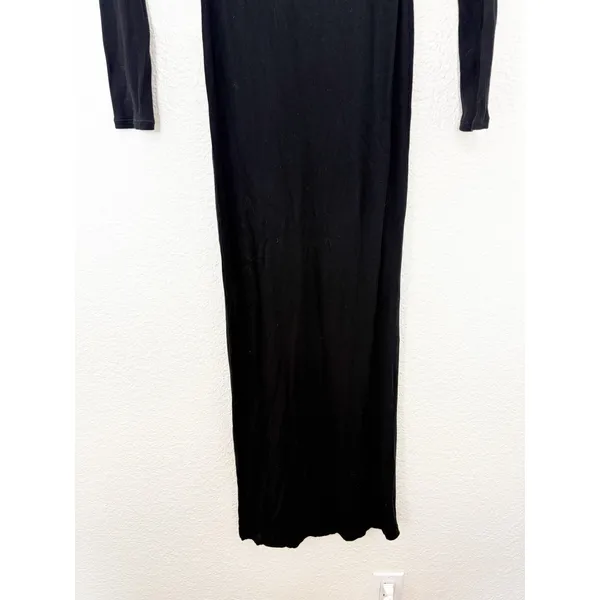 Skims Soft Lounge Maxi Dress Size Small Black Ribbed Long Sleeve Bodycon - Image 9