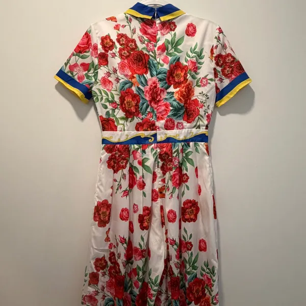L'ATISTE BY AMY Women's Medium Floral Print Wide Leg Jumpsuit Collared Button - Image 12