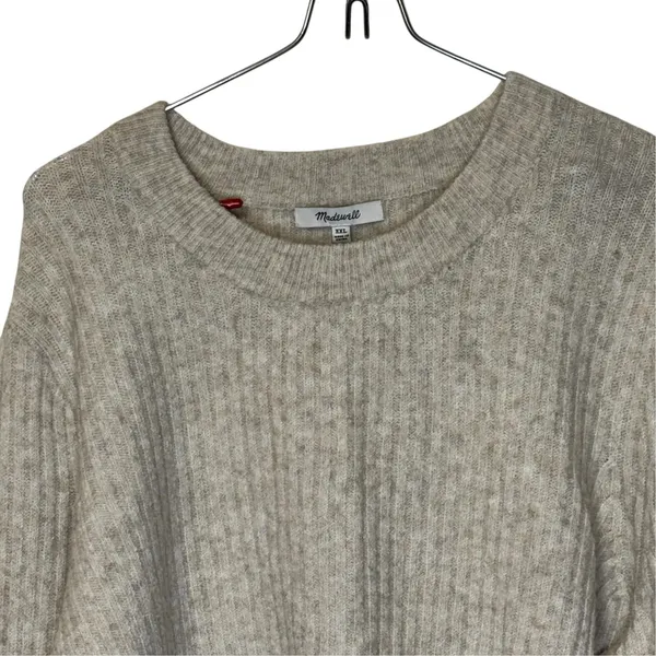 Madewell Womens Sweater Crewneck Flared Sleeve Knitted Wool Blend Beige XXL - Image 2