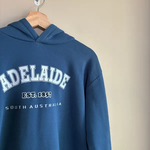 Australia South Australia Adelaide blue kangaroo pocket hoodie est 1857 womens S - Image 2