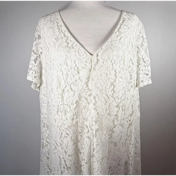 Jessica London Womens Dress White‎ Lace Short Sleeve Handkerchief Hem Size 20W - Image 7