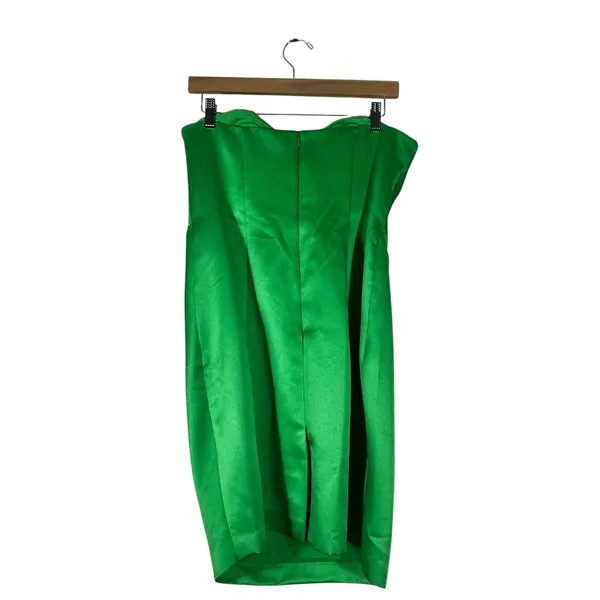 Davids Bridal F15103 Matte Satin Cocktail Dress Green Formal Pleated Size 10 - Image 4
