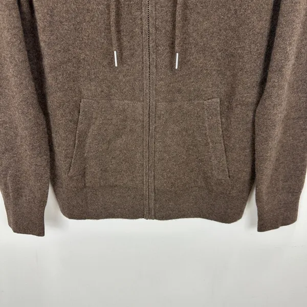 Quince Mongolian Cashmere Full Zip Hoodie Sweater Brown Womens XS NWT - Image 8