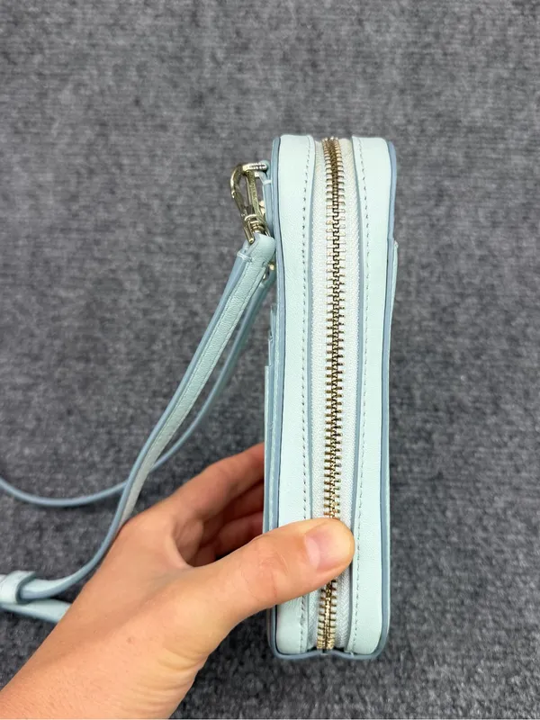 KATE SPADE Zeezee North South Phone Crossbody Light Blue Pebble Leather - Image 6