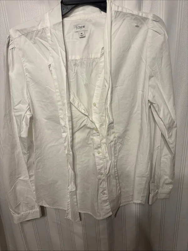 J. Crew Cream Tie-Neck Button-Up Shirt - Image 2