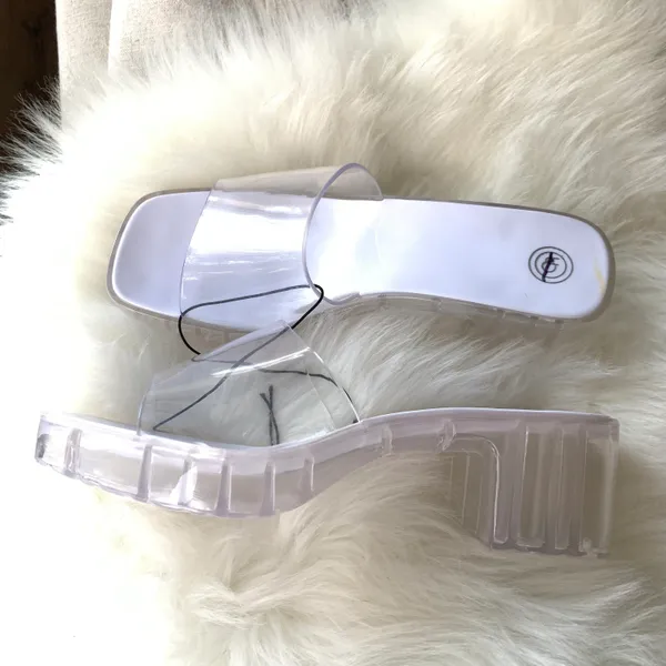 Urban Outfitters Clear Vista Jelly Platform Heeled Sandal Size 9 - Image 9