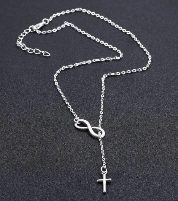 Women Fashion Silver Infinity Cross Pendant Chunky Choker Necklace ( 5/20$ ) - Image 3