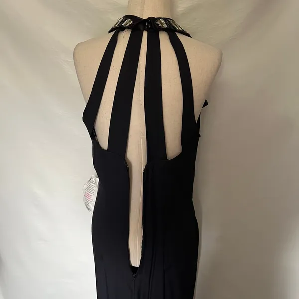 Vtg Blondie & Me Beaded Tuxedo Y2K McBling Cocktail Dress Sz 9/10 Strappy Goth - Image 10