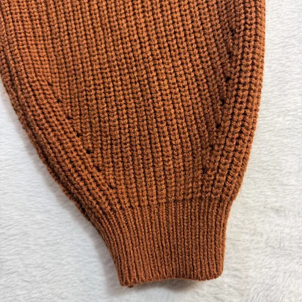 Urban Heritage L Cropped Knit Sweater‎ Rust Brown Balloon Sleeve Cozy Oversized - Image 5