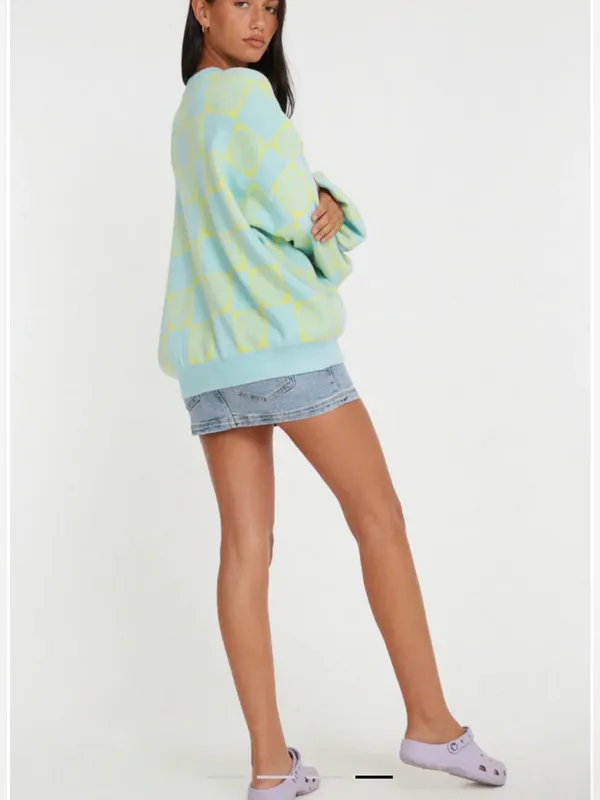 Motel Akari Jumper In Optiz Maze Blue - Image 3
