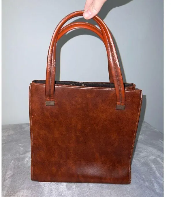 VTG Square Patchwork Carry all Tote Purse 60s 70s Authentic Vintage - Image 3