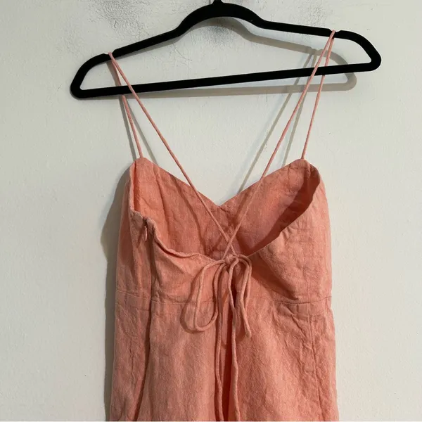 Hoodlamb Hemp Tailor Organic Cotton Flowy Back Tie Cut Out Dress Peach Coastal - Image 3